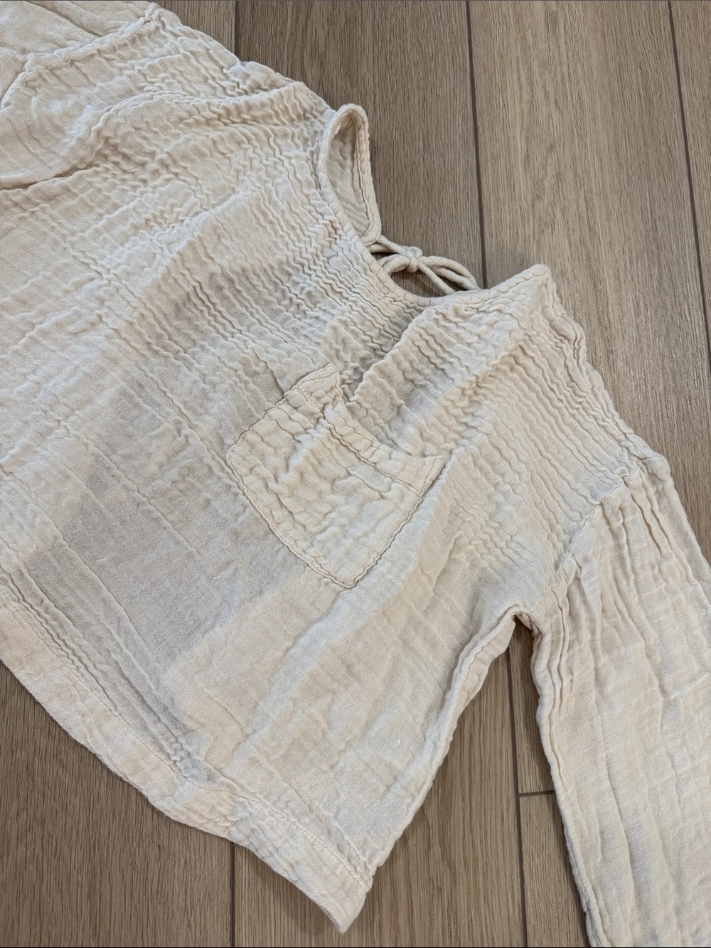 Free People Open Tie Back Long Sleeve Gauzy Blouse Sz M Boho Festival Hippie